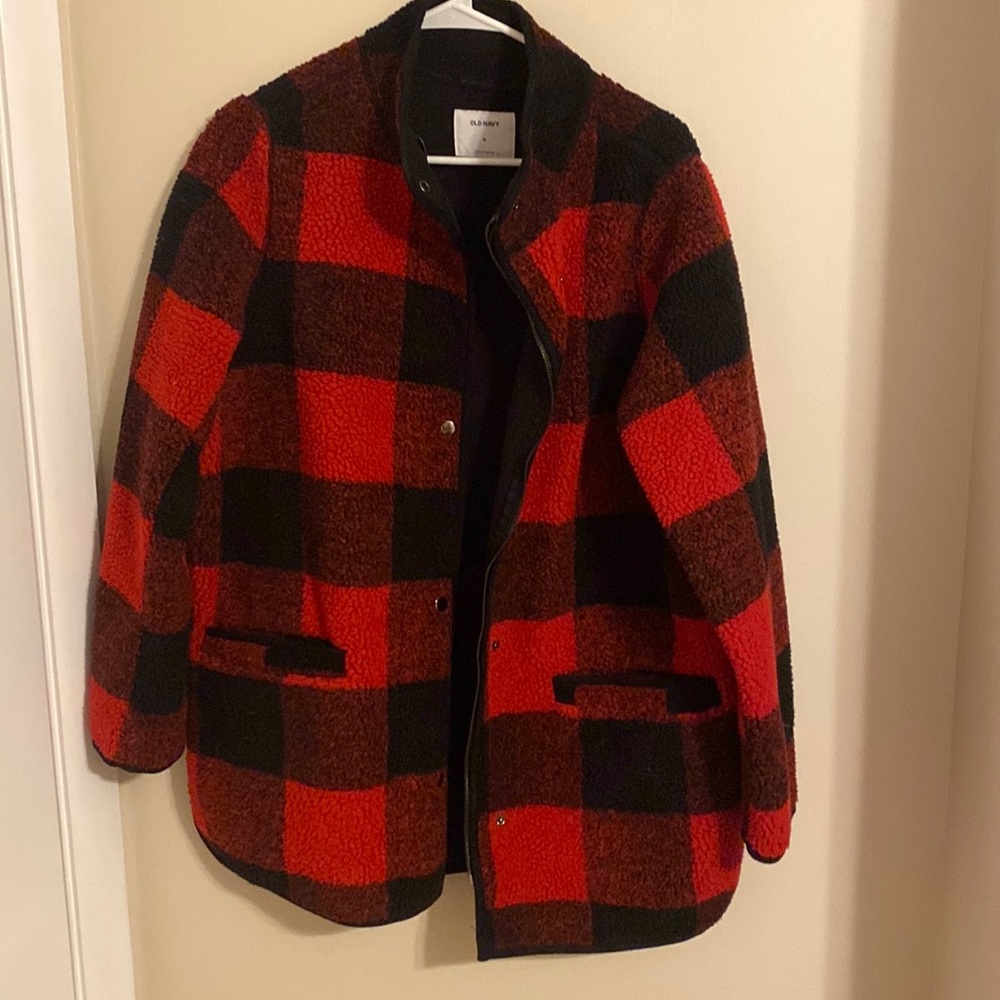 Buffalo plaid Sherpa coat